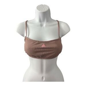 Adidas Iconisea Ribbed Lilac/Pink Bikini Top Size M Medium Support Pull-On